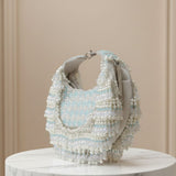 Rooh Crystal & Pearl Handbag | Luxury Velvet Beaded Bag by Mitela