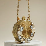 Gold Stone Embellished Designer Box Clutch