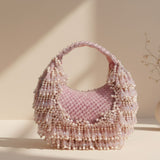 Rooh Crystal & Pearl Handbag | Luxury Velvet Beaded Bag by Mitela