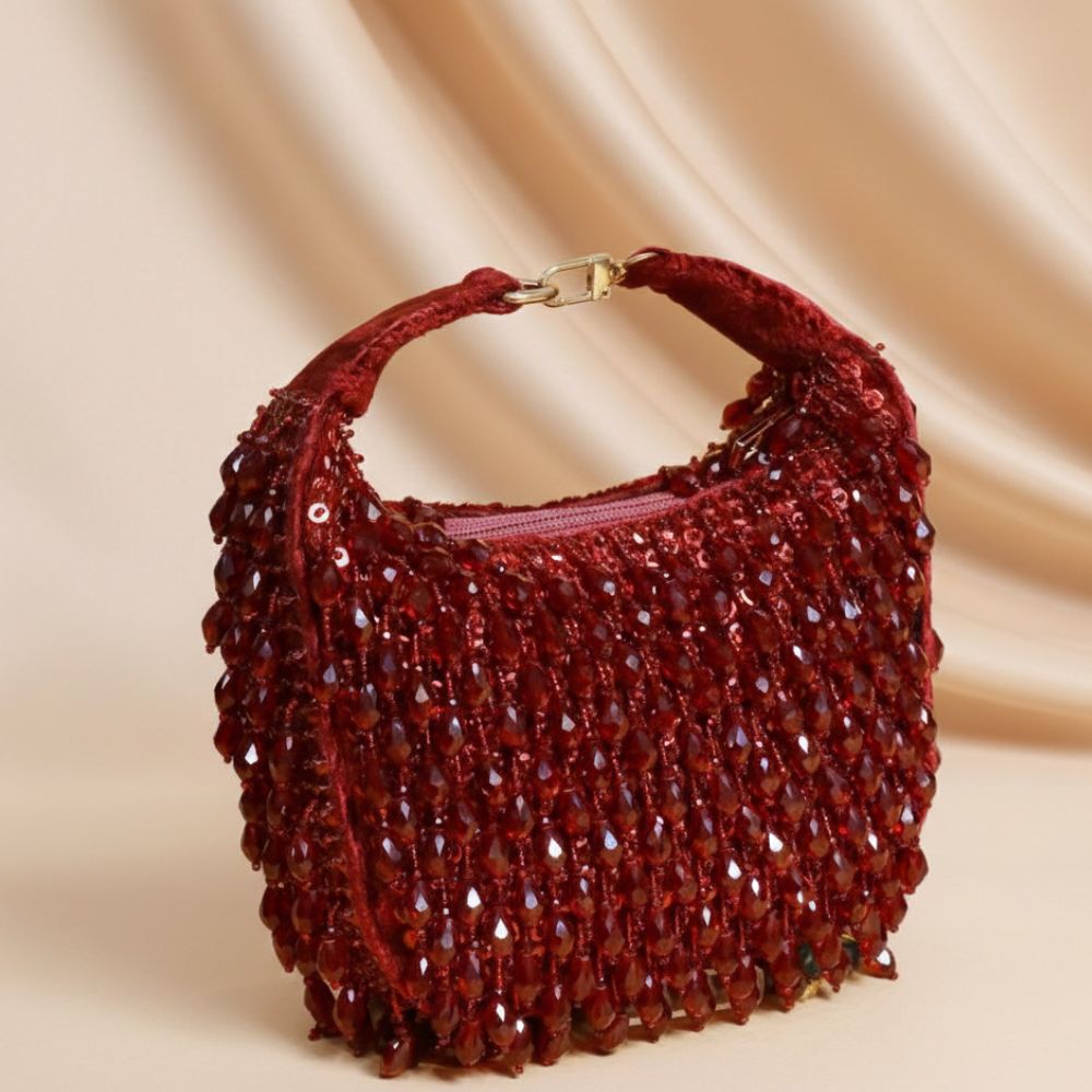 Kainaat Crystal Bag – Luxury Handcrafted Velvet Mini Bag