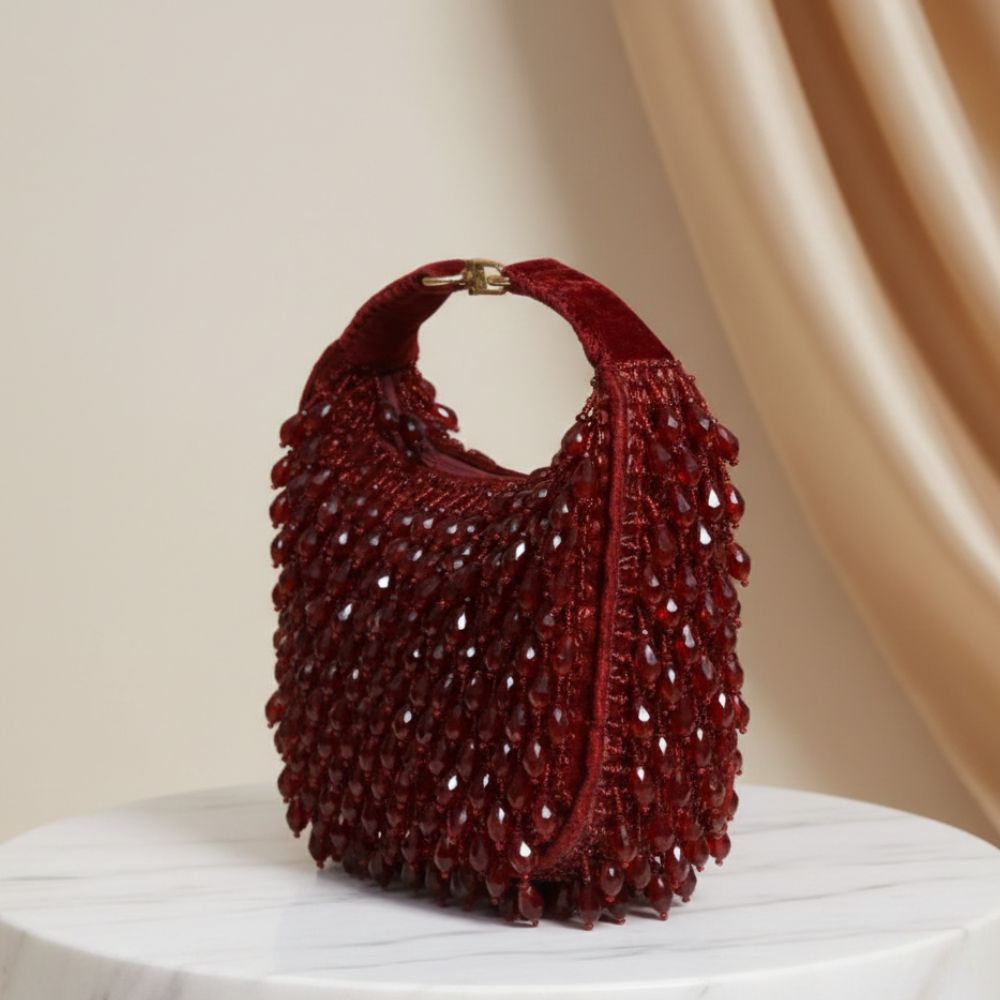 Kainaat Crystal Bag – Luxury Handcrafted Velvet Mini Bag