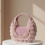 Rooh Crystal & Pearl Handbag | Luxury Velvet Beaded Bag by Mitela