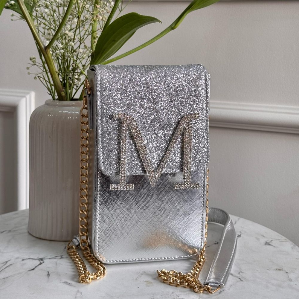 Mitela Initial Party Phone Sling with Stone Work – Leather Finish