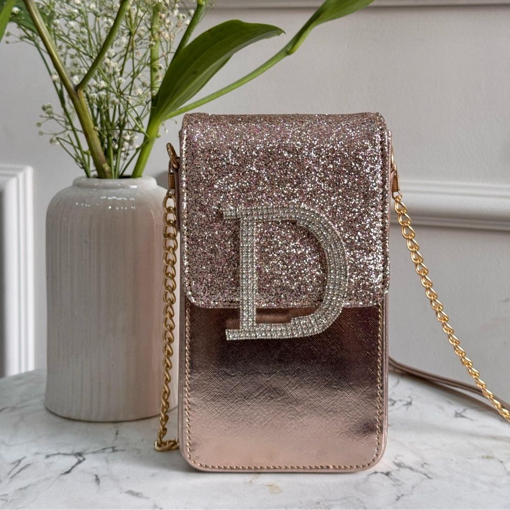 Mitela Initial Party Phone Sling with Stone Work – Leather Finish