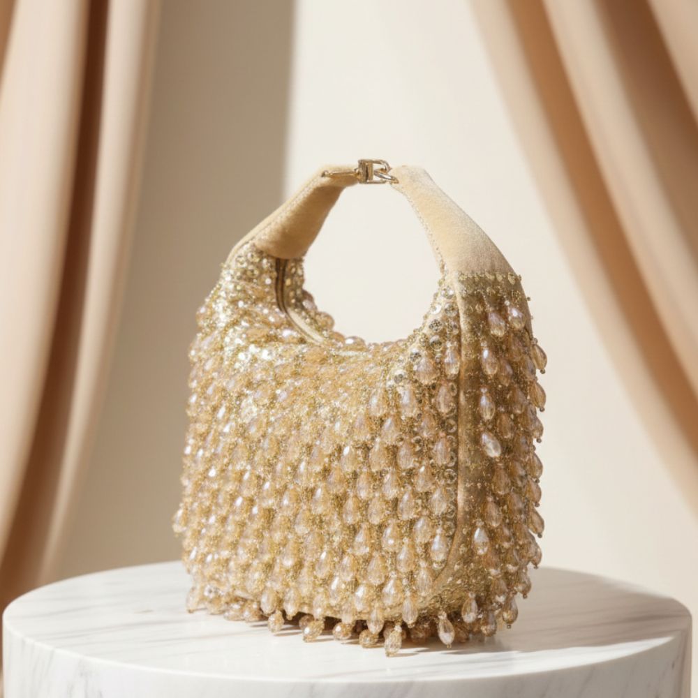 Kainaat Crystal Bag – Luxury Handcrafted Velvet Mini Bag