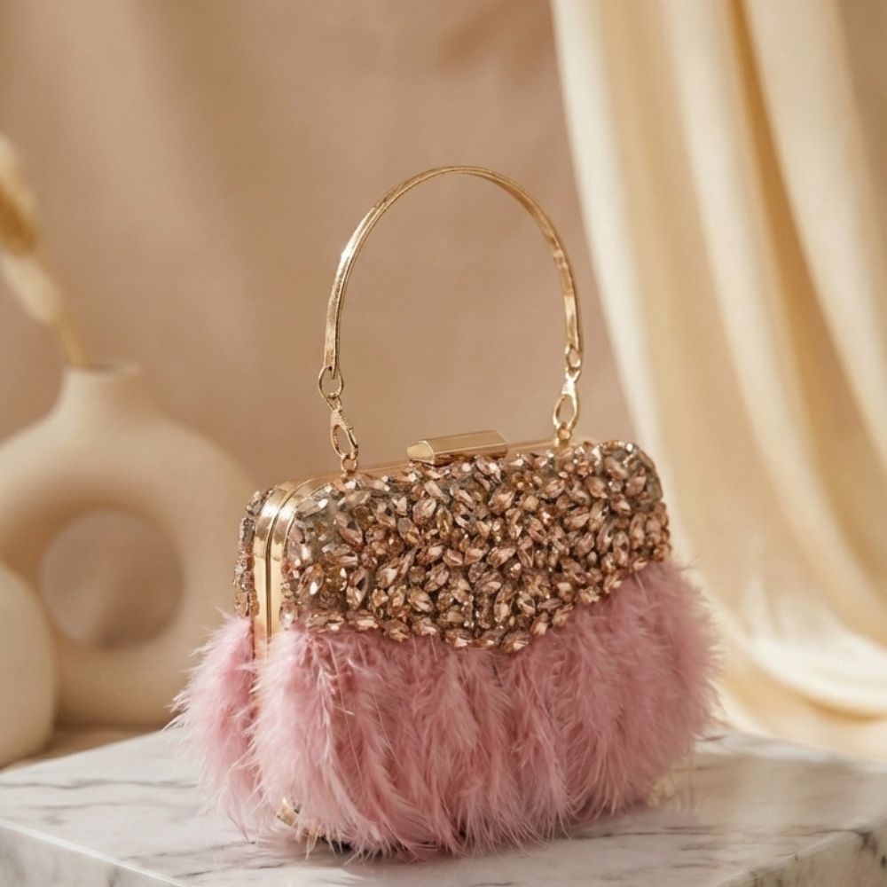 Feather Crystal Clutch Bag