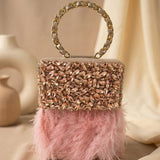 Feather Crystal Clutch Bag