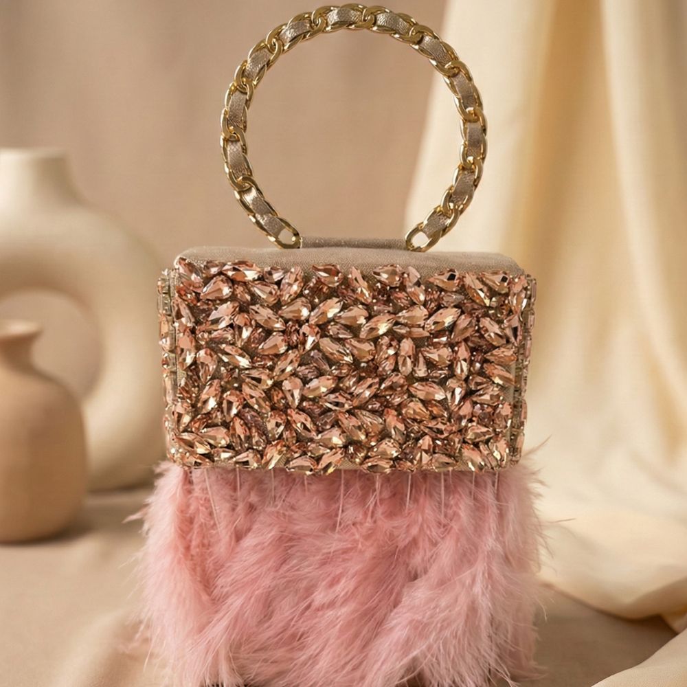 Feather Crystal Clutch Bag