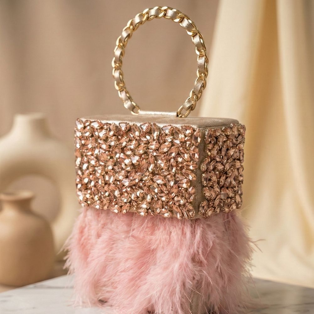 Feather Crystal Clutch Bag