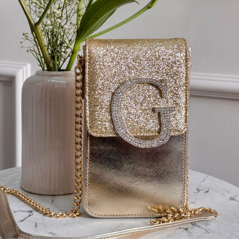 Mitela Initial Party Phone Sling with Stone Work – Leather Finish