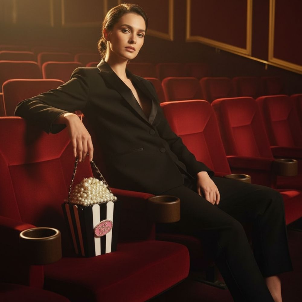 Mitela Maharani Popcorn Metal Bag with Pearl & Stone Work