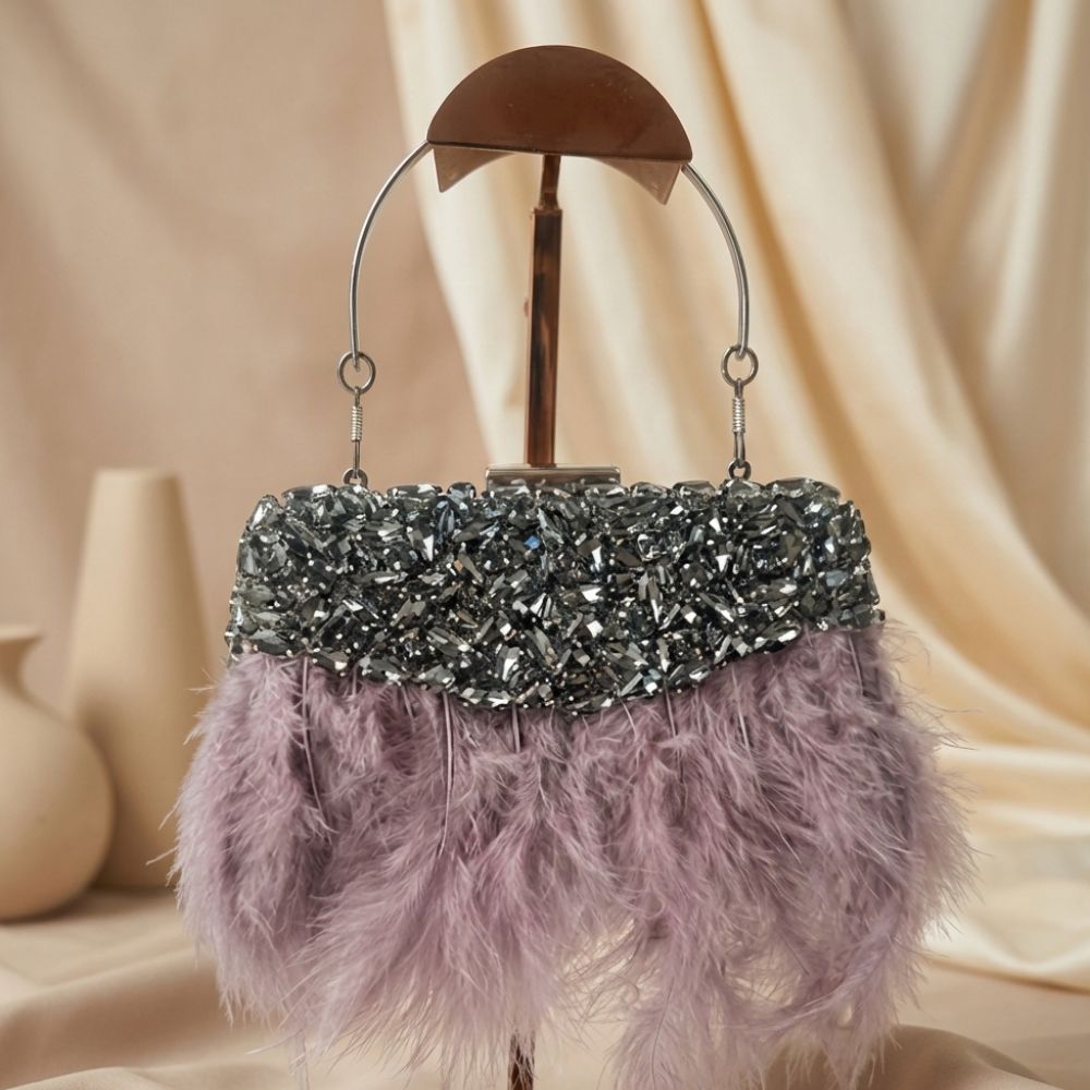 Feather Crystal Clutch Bag