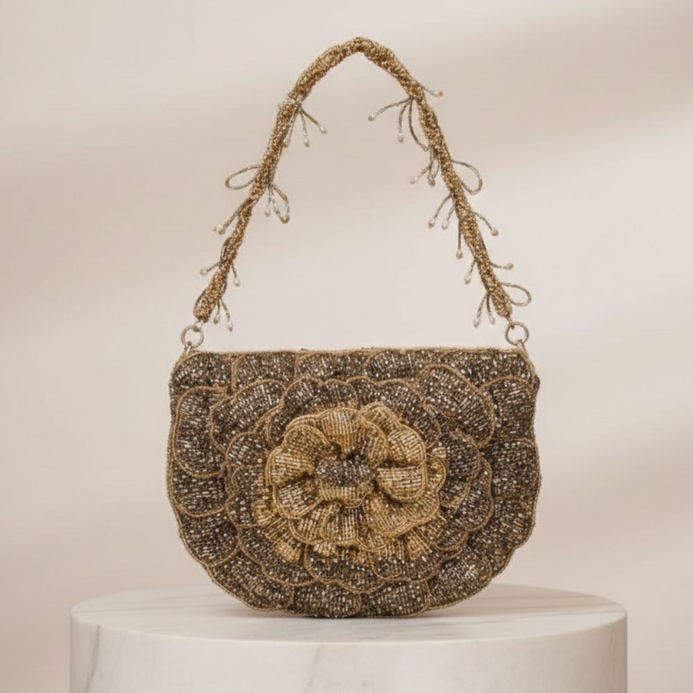 Royal Floral Bridal Handbag – Handcrafted Embellished Statement Bag