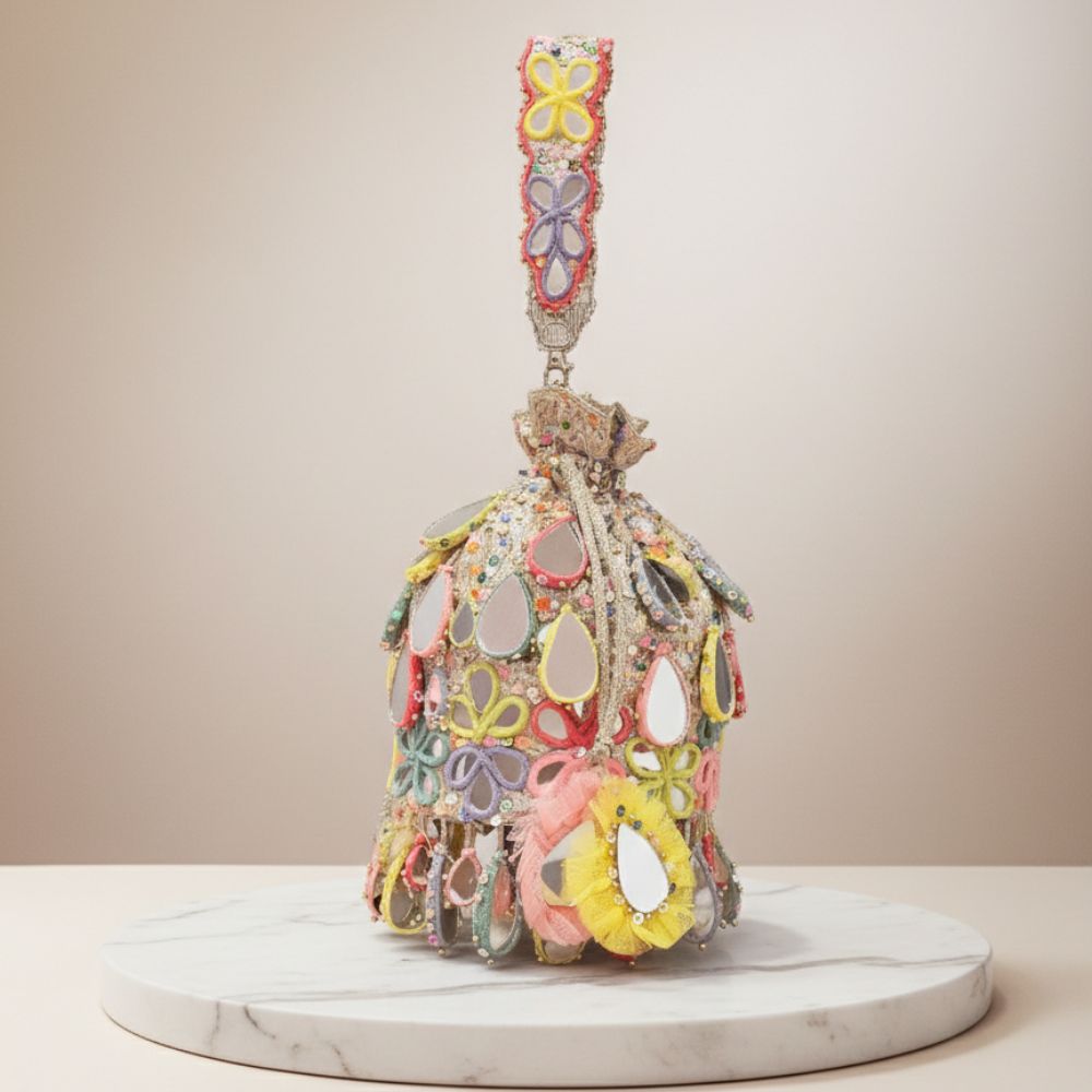 Multicolor Shesham Mirror Potli Bag