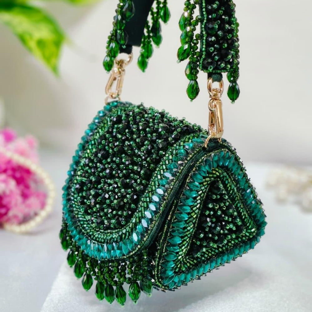 Luxury Crystal Beaded Clutch Bag – Elite Charm Phone Fit Handbag for Wedding & Party