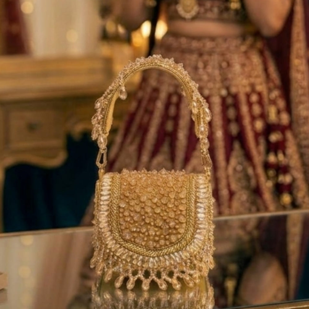 Luxury Crystal Beaded Clutch Bag – Elite Charm Phone Fit Handbag for Wedding & Party