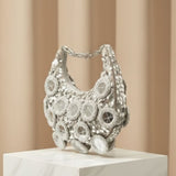 Silver Handcrafted Mirror Work Ethnic Shoulder Bag