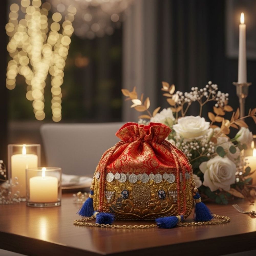 Noor-e-Zari Metal Potli Bag – A Festive Heirloom in Metal