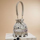 White Shesham Mirror Potli Bag