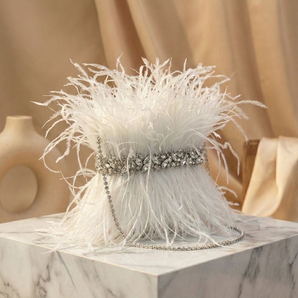 Royal Feather Bag – Luxury Ostrich Feather Evening Clutch