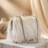 Feather Pearl Clutch Bag