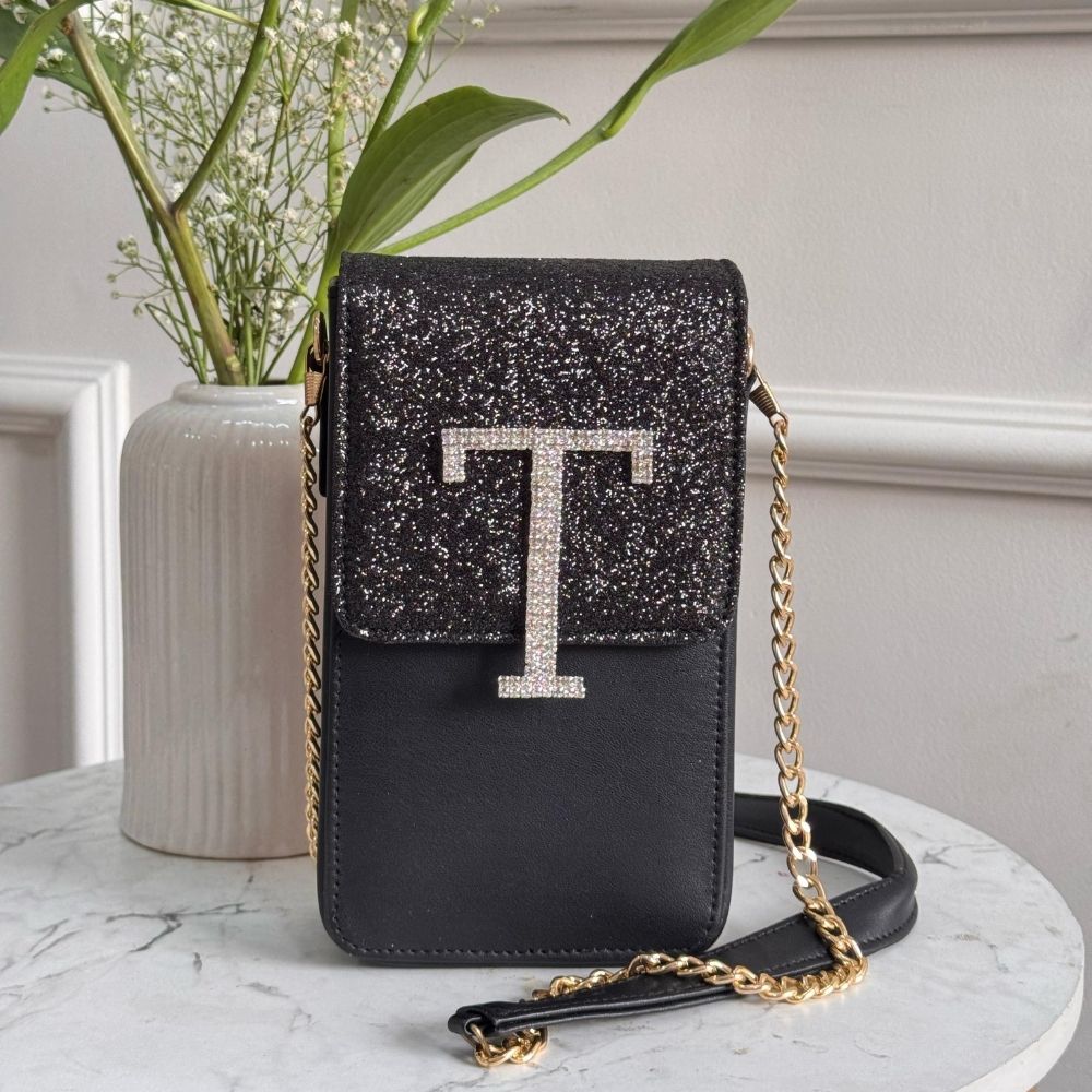 Mitela Initial Party Phone Sling with Stone Work – Leather Finish