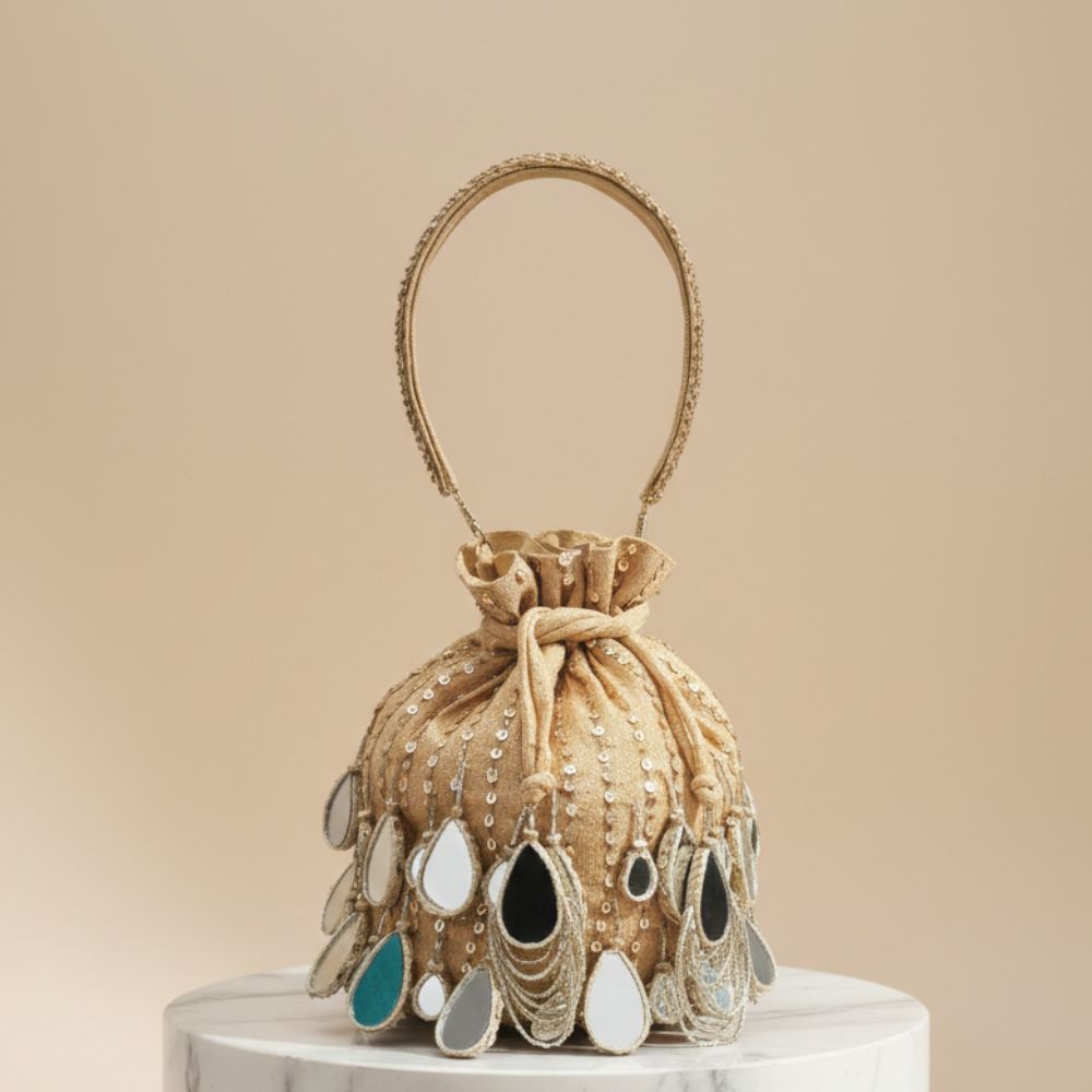 Shesham Potli – Handcrafted Mirror Cutdana Potli Bag