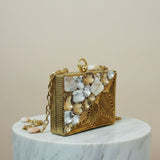 Gold Stone Embellished Designer Box Clutch