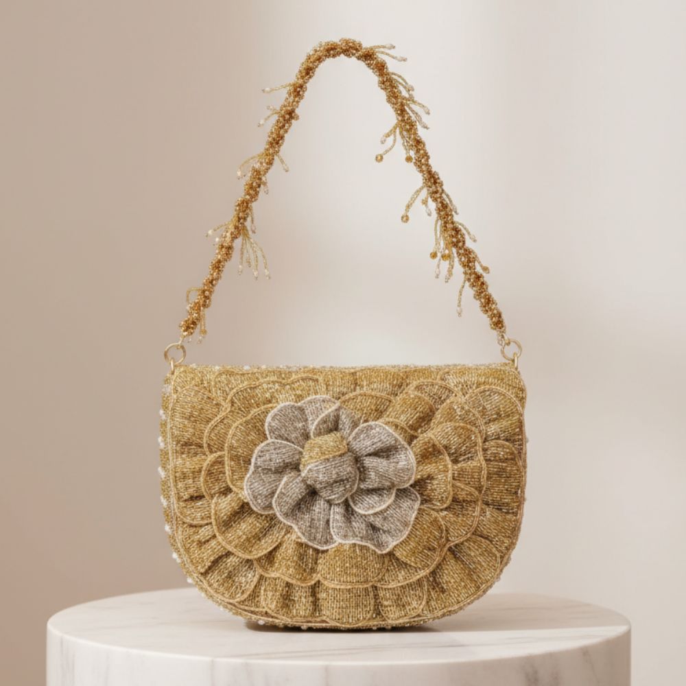 Royal Floral Bridal Handbag – Handcrafted Embellished Statement Bag