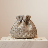 Jodha Handcrafted Potli Bag – Luxury Pearl & Thread Work