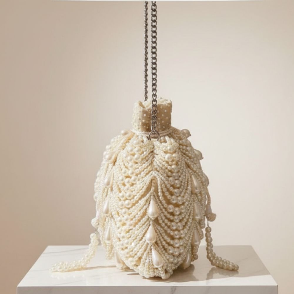 Pearl Potli Bag – Handcrafted Luxury Pearl Embellished Phone-Fit Potli