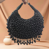 Kainaat Pearl Bag – Handcrafted Velvet Pearl Statement Bag | Mitela Bags