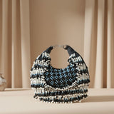Rooh Crystal & Pearl Handbag | Luxury Velvet Beaded Bag by Mitela
