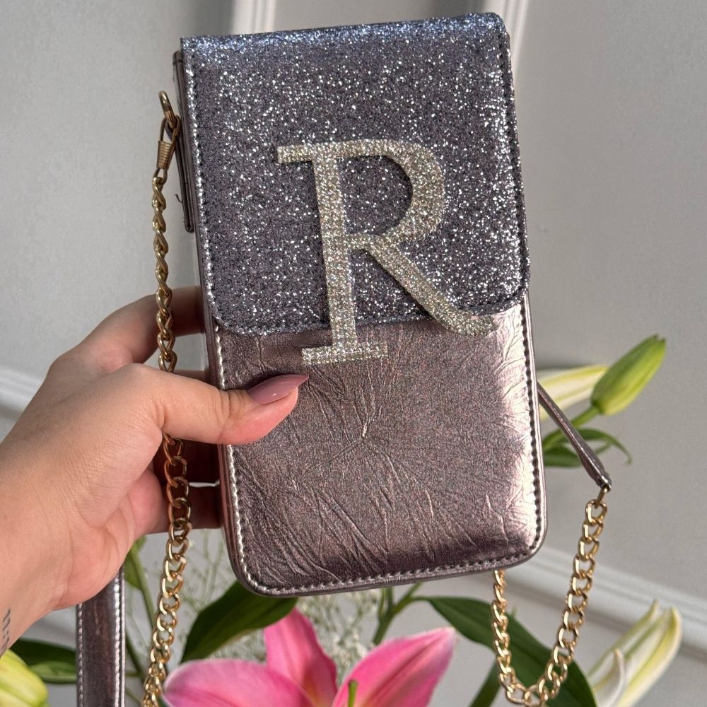 Mitela Initial Party Phone Sling with Stone Work – Leather Finish