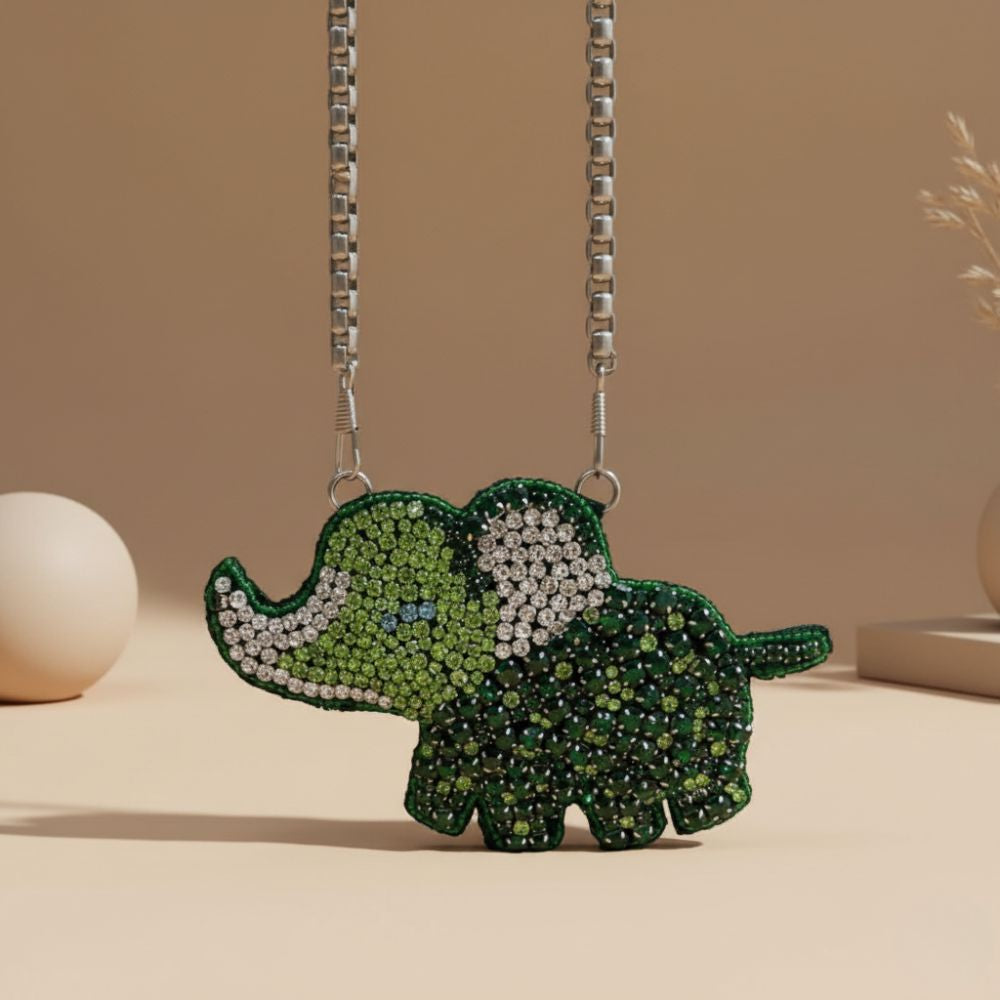 Emerald Elephant Crystal Mini Bag