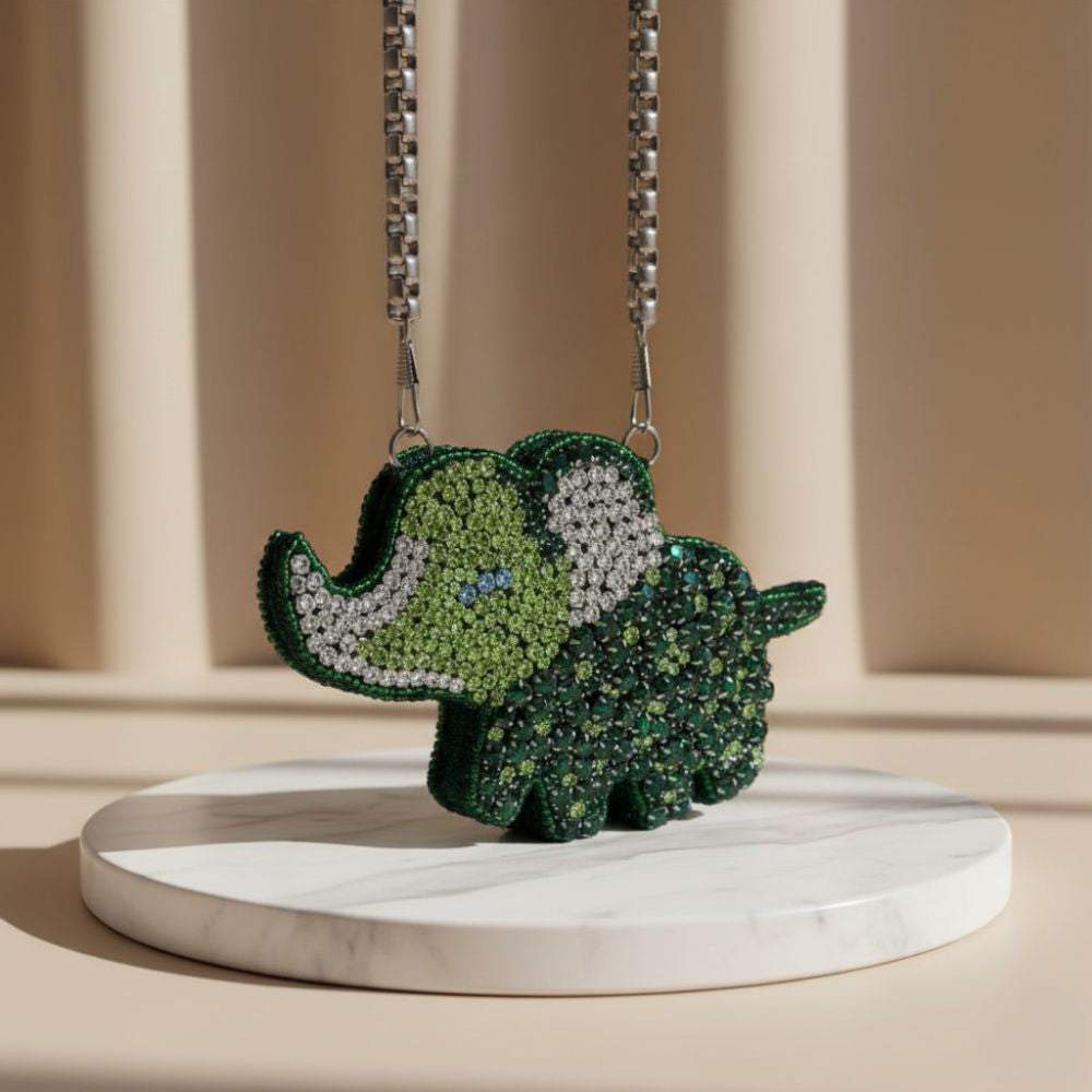 Emerald Elephant Crystal Mini Bag