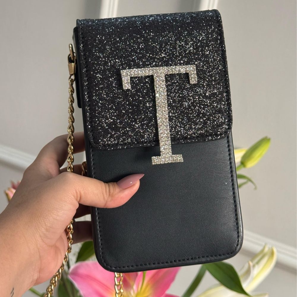 Mitela Initial Party Phone Sling with Stone Work – Leather Finish