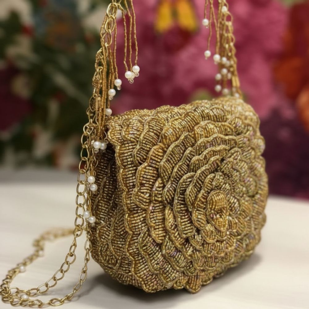 Mini Roseate Bag – Handcrafted Cutdana Mini Bag