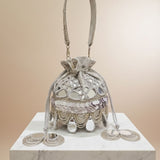 White Shesham Mirror Potli Bag