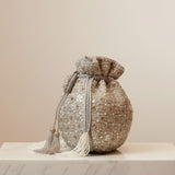 Jodha Handcrafted Potli Bag – Luxury Pearl & Thread Work