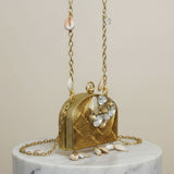 Gold Stone Embellished Designer Box Clutch