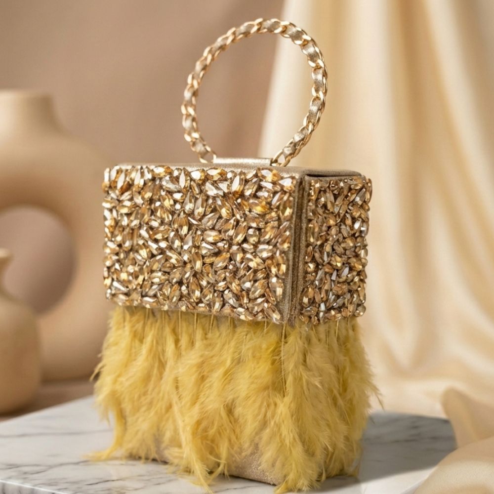 Feather Crystal Clutch Bag