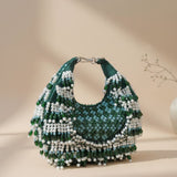 Rooh Crystal & Pearl Handbag | Luxury Velvet Beaded Bag by Mitela