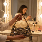 Black Shesham Batua – Handcrafted Mirror Work Evening Potli Bag