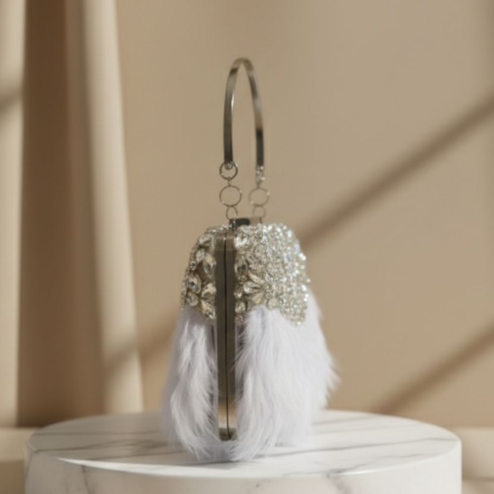 Feather Crystal Clutch Bag