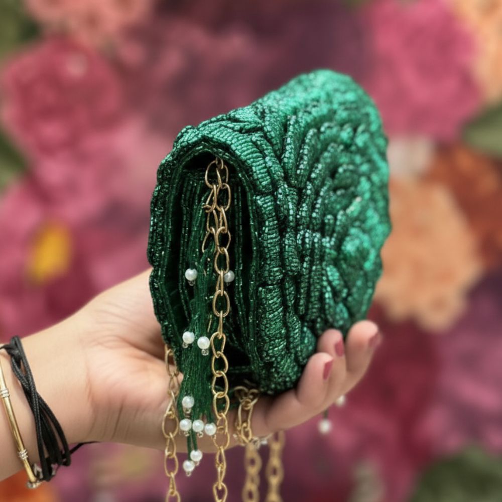 Mini Roseate Bag – Handcrafted Cutdana Mini Bag