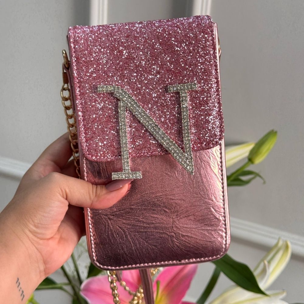 Mitela Initial Party Phone Sling with Stone Work – Leather Finish