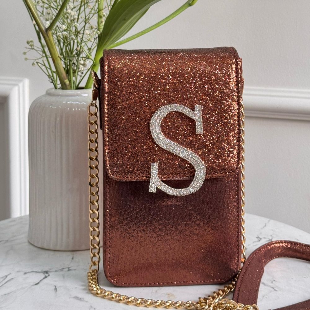 Mitela Initial Party Phone Sling with Stone Work – Leather Finish