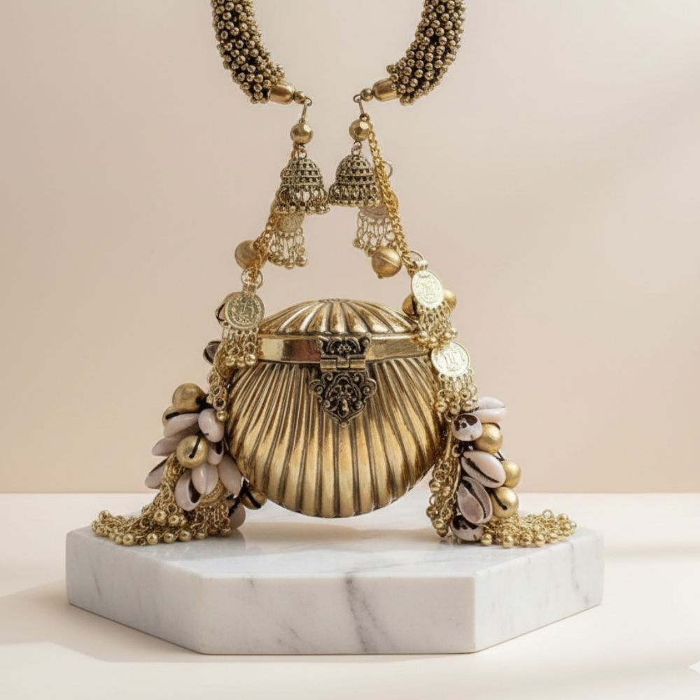 Maharani Coin & Ghungroo Metal Nano Bag