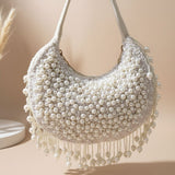 Kainaat Pearl Bag – Handcrafted Velvet Pearl Statement Bag | Mitela Bags